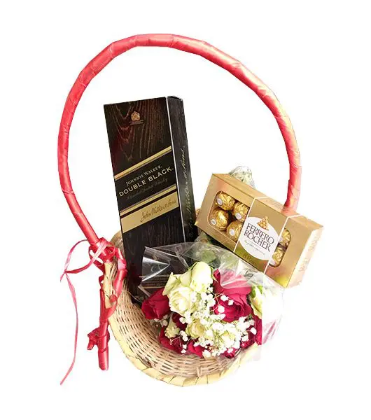 Double Black - Flowers & Ferrero Choc gift Hamper alcohol gift image from Drinks Vine